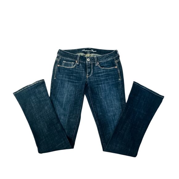 American Eagle Women's Dark Wash Skinny Kick Flare Jeans 6L - Picture 2 of 10